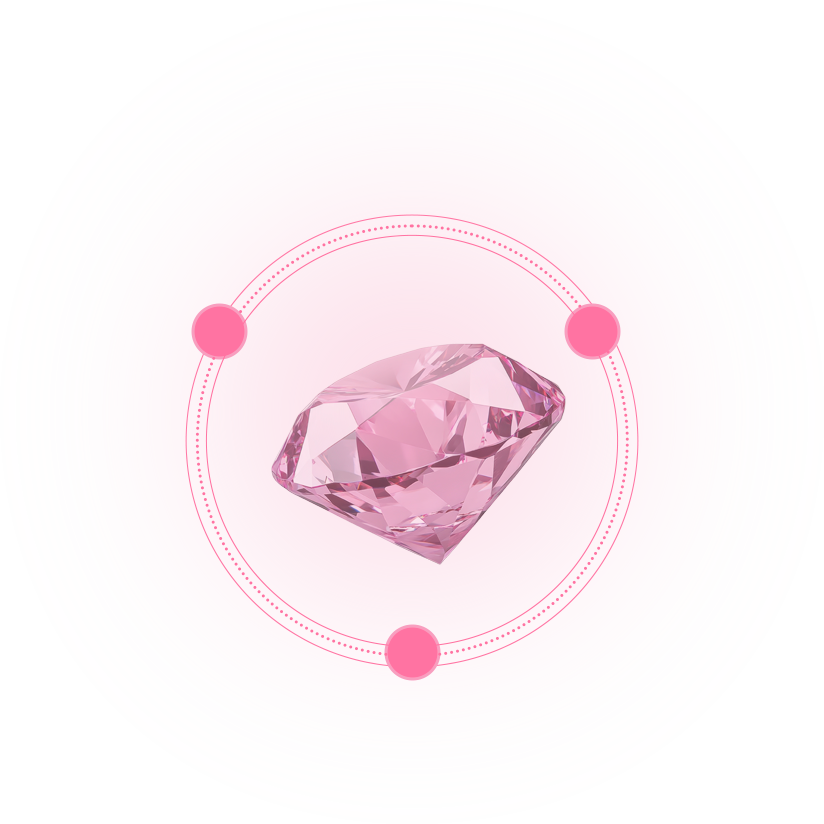 Large pink diamond icon in center